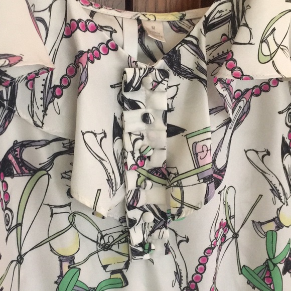 ❤️Ultra fem print ruffles pearls shoes cami tank - Picture 2 of 16